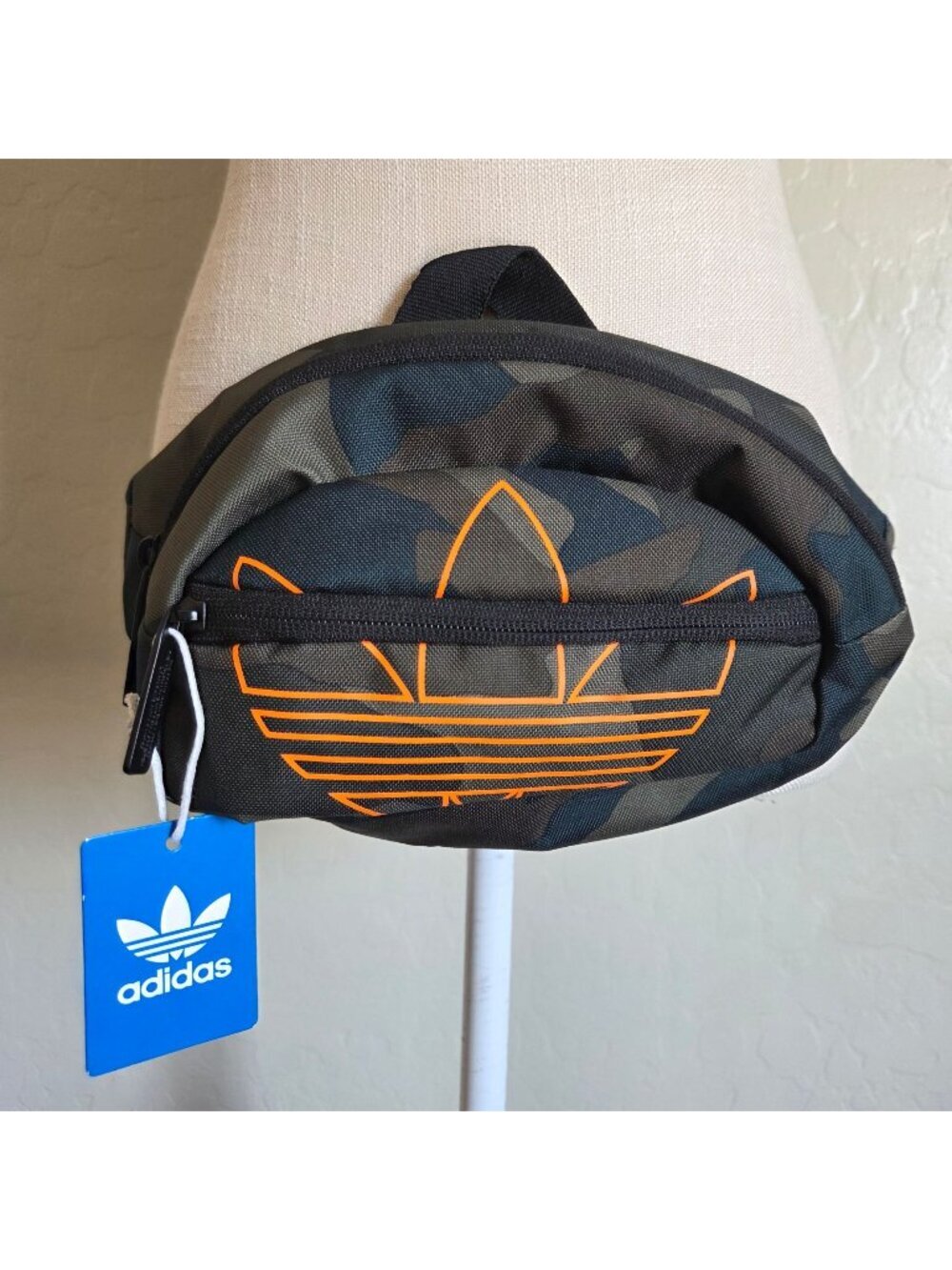 Adidas Camo National Waist Fanny Pack Bag Olive Green Cargo/Signal Orange NEW